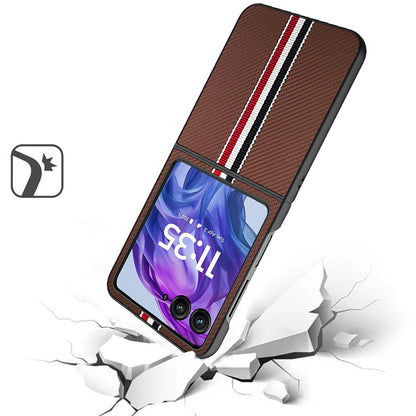 For Motorola Razr+ PLUS 2025 /2024 Velvet Fabric Vegan Leather Flip Shock Protection Premium Grip Soft Touch Durable Finish Case Cover Brown