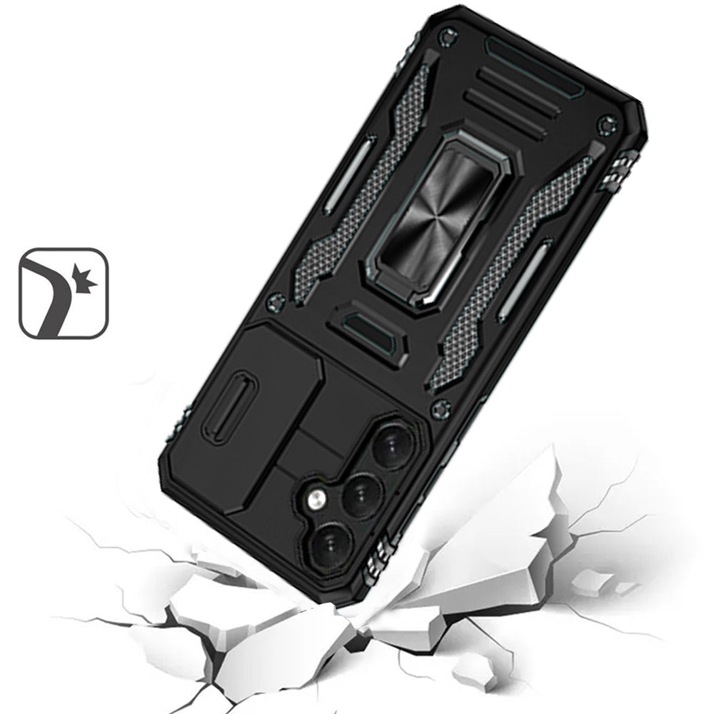 For Samsung Galaxy S26+ / S26 Plus Tough Hybrid Case with Movable Camera Window & Metal Ring Stand Shockproof Case Cover