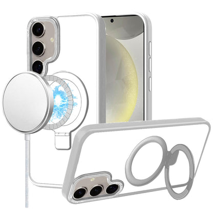 For Apple iPhone 17E /16E Magnetic Metal Matte with Built-in MagSafe Stand, Hybrid Shockproof Armor, TPU Frame Case Cover Clear