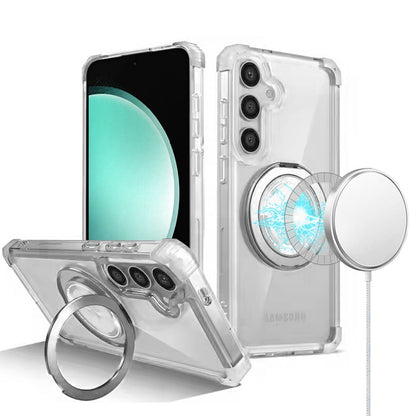 For Samsung Galaxy S23+ / S23 Plus Magnetic [Compatible with Magsafe] with 360° Rotatable Ring Holder Invisible Stand Transparent Case Cover Clear