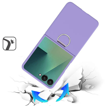 For Samsung Galaxy Z Flip 7 Case with Finger Hook Hybrid Grip Holder, Shockproof Slim Fit Rubber TPU + Hard PC Case Cover