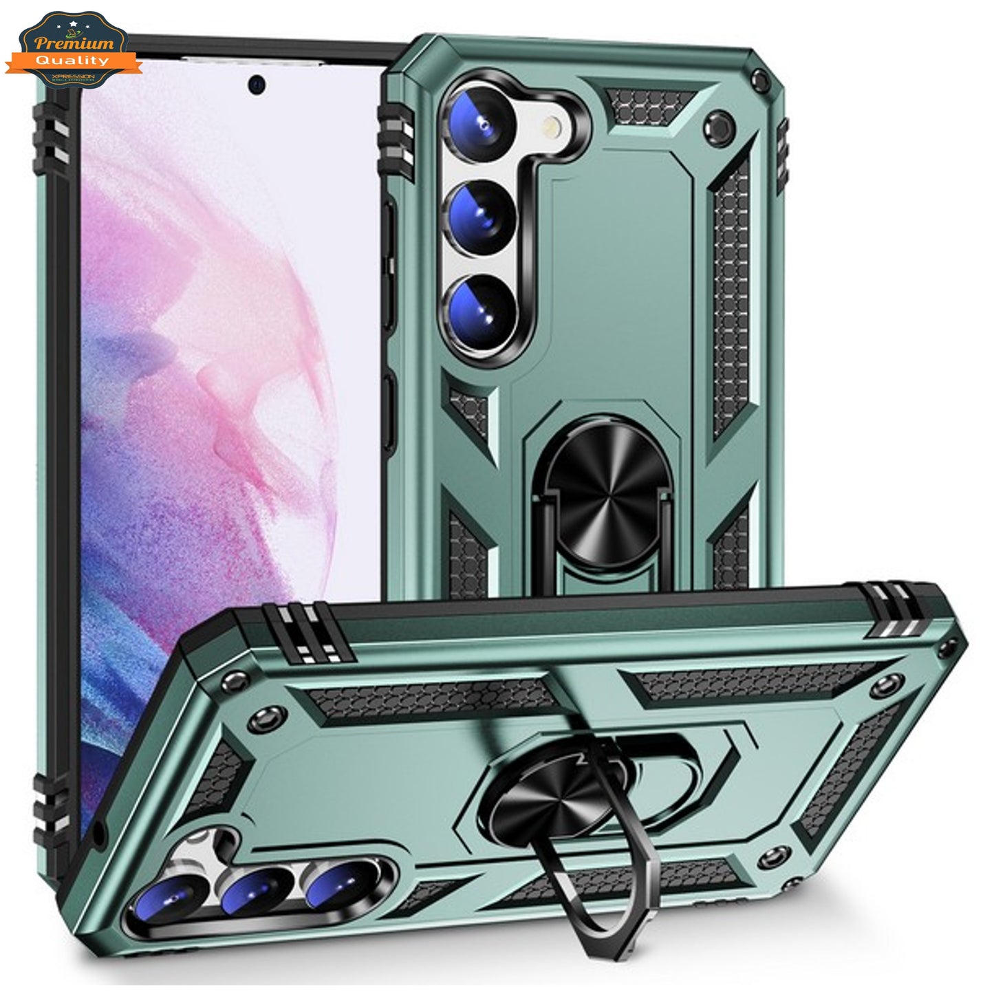 For Samsung Galaxy S25 /S24 Shockproof Hybrid Dual Layer PC + TPU with Metal Ring Kickstand Heavy Duty Armor Shell Case Cover
