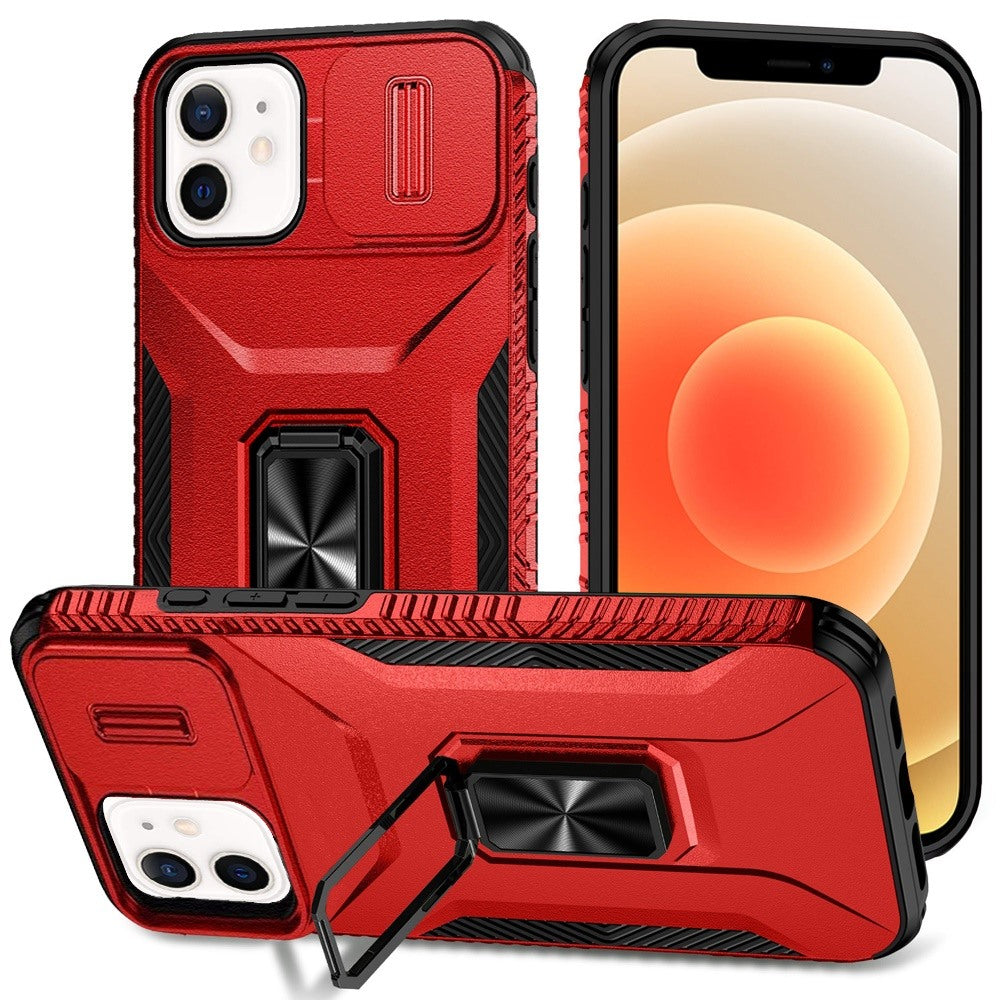 For Apple iPhone 16 Pro (6.3") Camera Cover Phone Case with Magnetic Rotation Ring Stand [Military Grade] Hybrid Hard Shockproof Case Cover