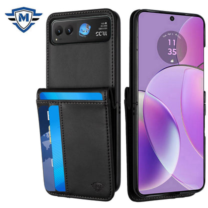 For Motorola Razr 2025 Premium Pouch PU Leather Wallet with Credit Card ID Slots Storage Holder Pocket Hybrid Flip Case Cover