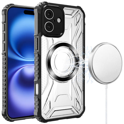 For Apple iPhone 17 Magnetic Circle Transparent Rugged Hybrid MagSafe Compatible Pattern Clear Shockproof Frame Bumper Case Cover Black