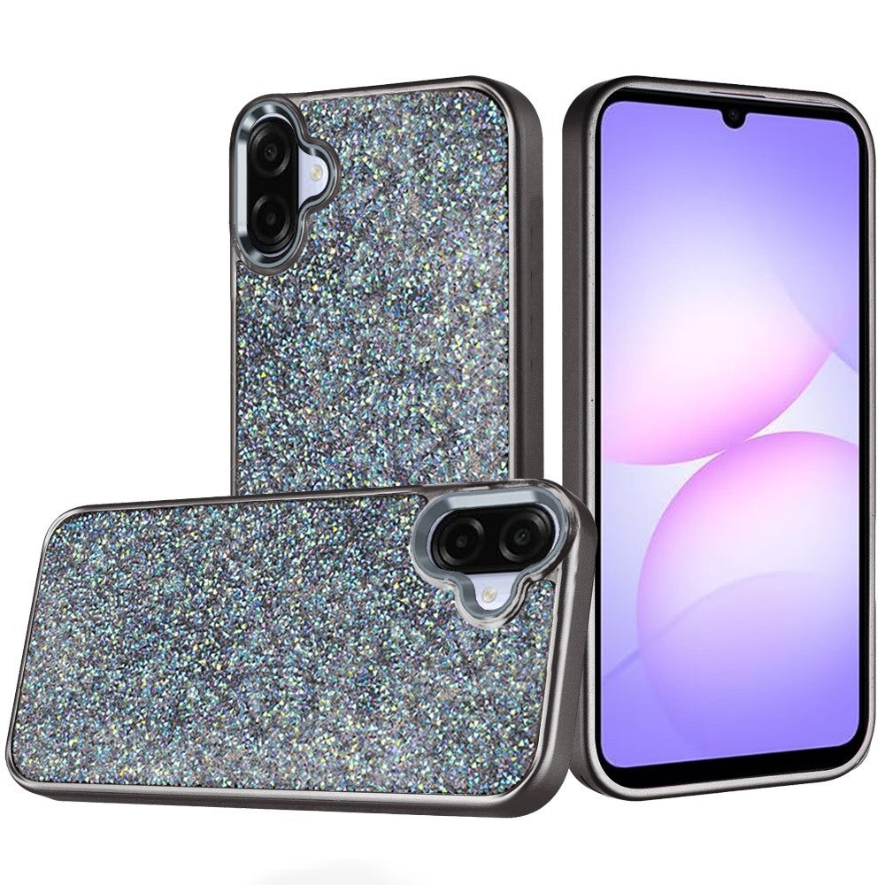 For Samsung Galaxy A07 Crystal Sparkle Diamond Glass Full Mini Glitter Bling Frame TPU Hybrid Protective Case Cover