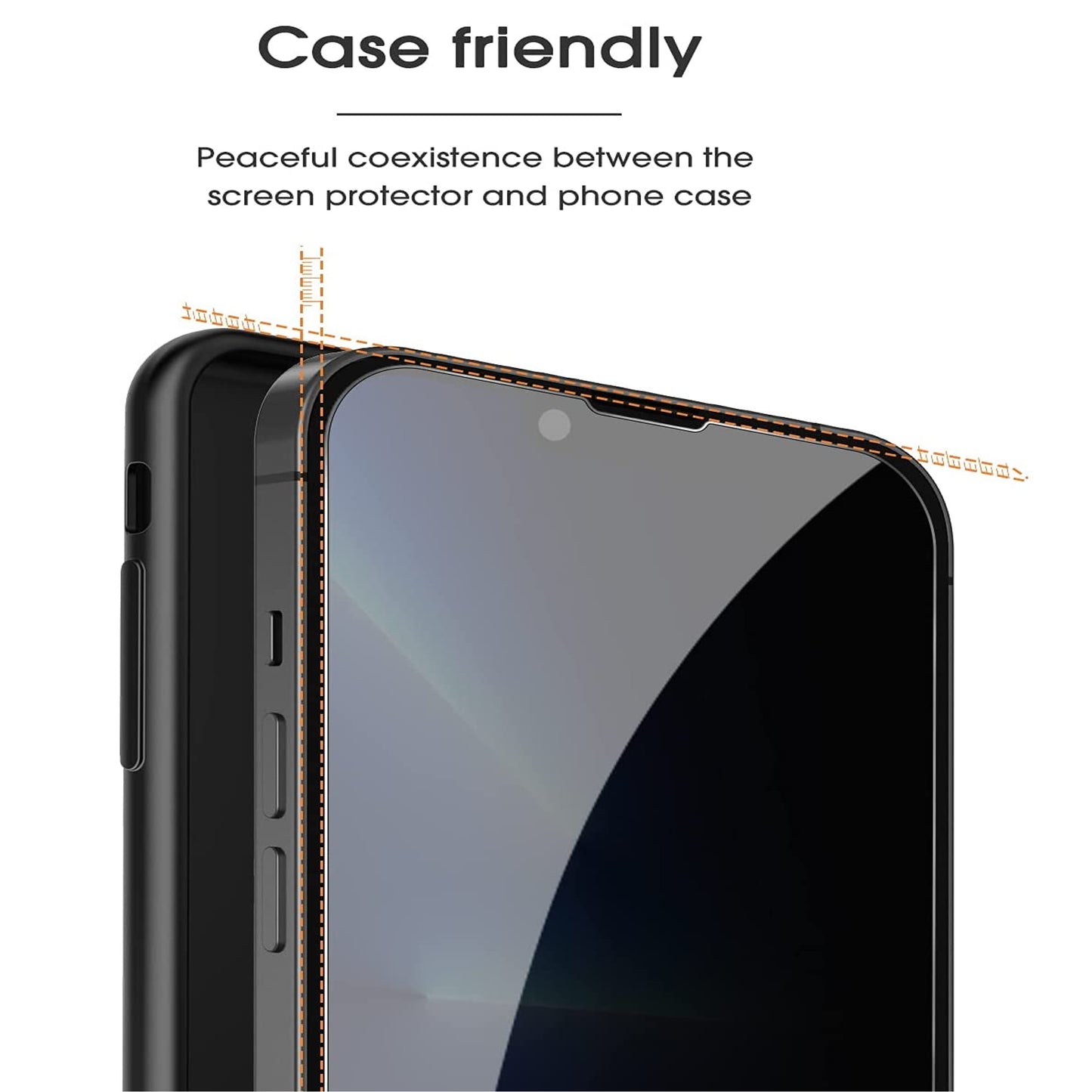 For Apple iPhone 16 Pro (6.3") Privacy Screen Protector Anti Spy 9H Dark Tempered Glass Screen Film Guard Case Friendly Case Cover Black
