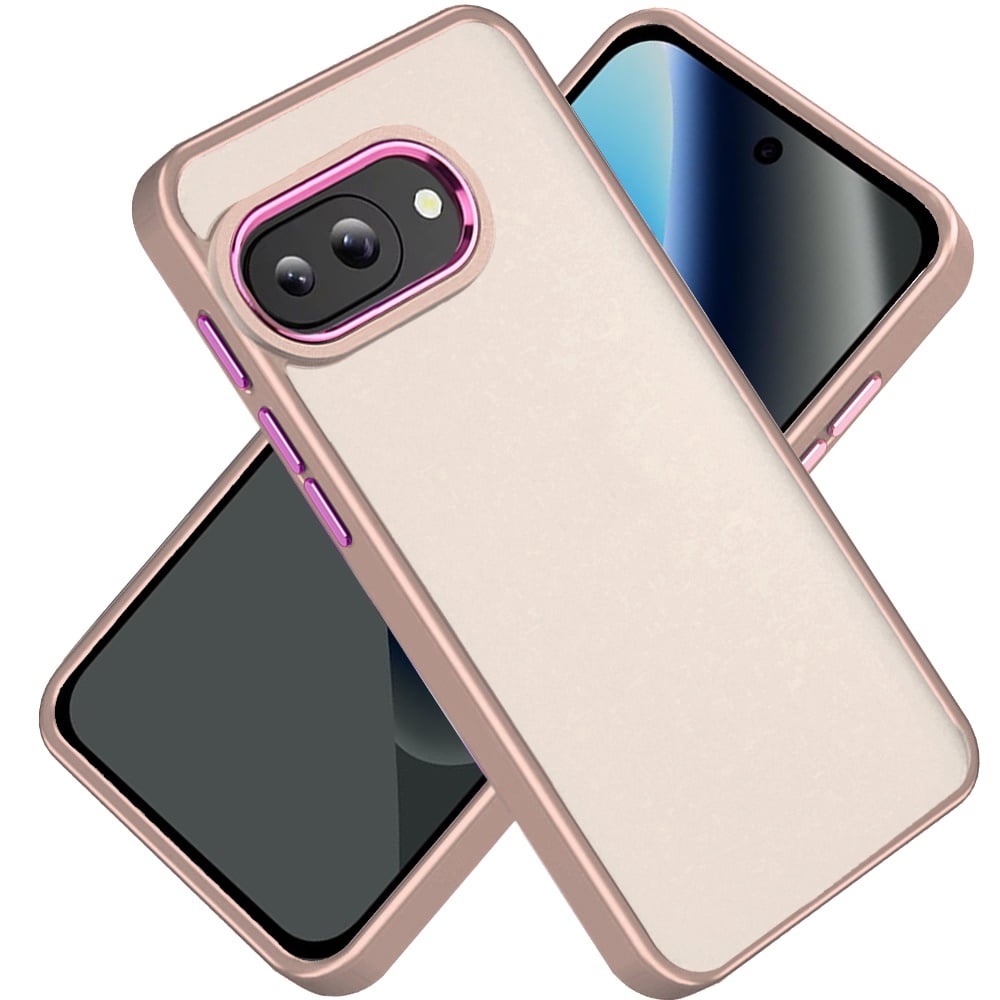 Phone Case for Google Pixel 10A Polished Acrylic Hybrid TPU Slim Shockproof Metal Button Thick Durable Grip Camera Protection Anti-Scratch Cover