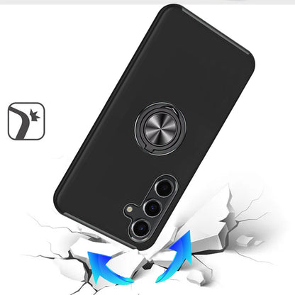 For Samsung Galaxy S25 FE /S25 Fan Edition Hybrid 360 Degree Rotatable Metal Invisible Ring Stand Holder Slim Fit Magnetic Car Mount Shockproof Case Cover Black
