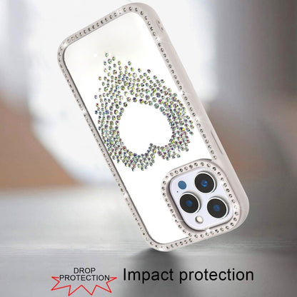 For Apple iPhone 13 Pro Max Angel Hearts Glitter Shimmer Diamond Edge Hybrid Drop Protection Shockproof Design Case Cover Pink