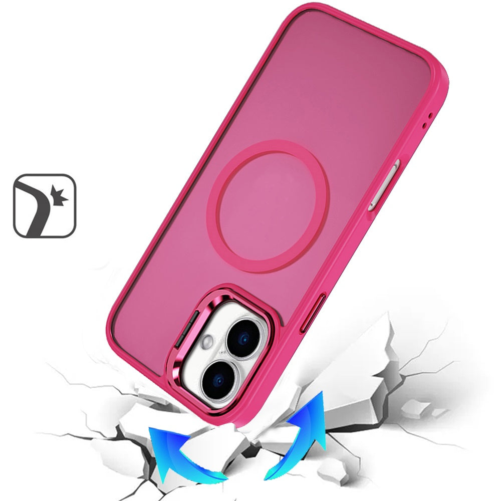 For Apple iPhone 17 (6.3") Heavy Duty Metallic Hybrid Tough TPU with Camera Ring Stand, MagSafe Compatible, Rugged Drop Protection Case Cover