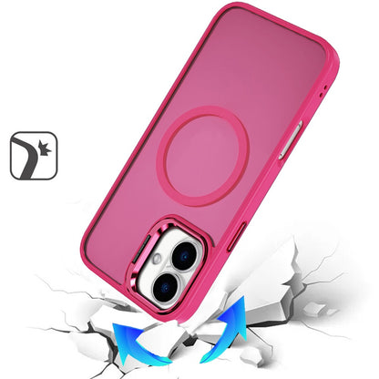 For Apple iPhone 17 (6.3") Heavy Duty Metallic Hybrid Tough TPU with Camera Ring Stand, MagSafe Compatible, Rugged Drop Protection Case Cover