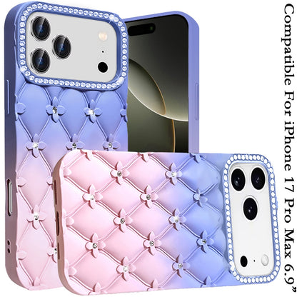 Phone Case for Apple iPhone 17 Pro Max (6.9") Floral Glitter Shimmer Bling Hybrid Shockproof Anti Slip Thick TPU Protective Stylish Design Cover
