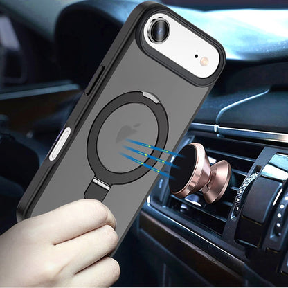 For Apple iPhone 17 Air (6.6") Magnetic Circle Back with Ring Stand Full Rotation Matte Hybrid Shockproof Case Cover