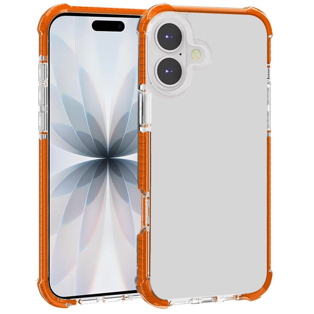For Apple iPhone 17 Pro Max Hybrid Transparent Acrylic Rubber Gummy Hard PC Silicone TPU Color Bumper Frame Shockproof Case Cover Clear / Cosmic Orange