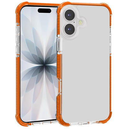 For Apple iPhone 17 Pro (6.3") Hybrid Transparent Acrylic Rubber Gummy Hard PC Silicone TPU Color Bumper Frame Shockproof Case Cover Cosmic Orange