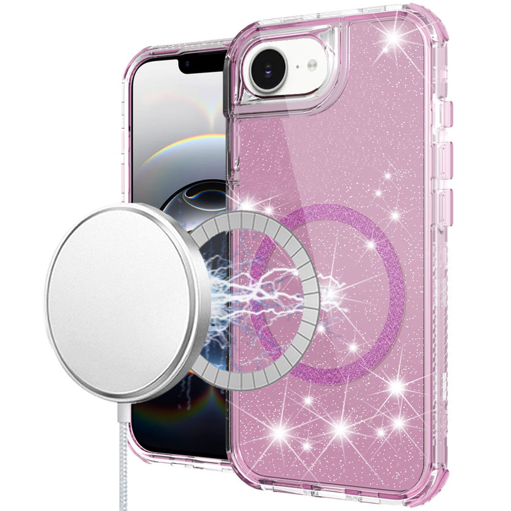 For Motorola Moto G Stylus 5G 2025 Magnetic Circle Compatible with Magsafe, Bling Glitter Sparkle 3-in-1 Hybrid Shockproof TPU Bumper Case Cover