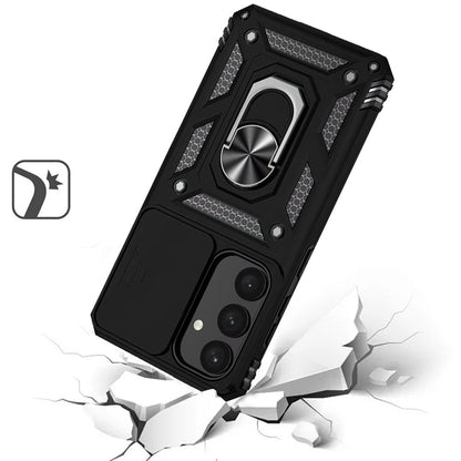 For Samsung Galaxy S21+ / S21 Plus Hybrid Ring Shockproof with 360° Rotate Ring Kickstand, Camera Lens Protection, Soft Edge Bumper Case Cover Black
