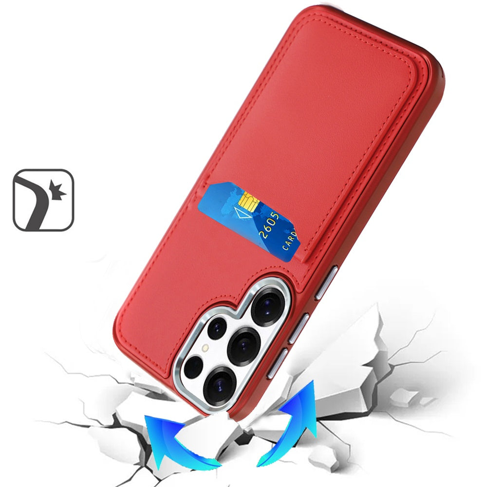 For Samsung Galaxy S26 Ultra PU Leather Wallet Cover with Credit Card Holder, Kickstand & Mirror Inside Slim Fit TPU & PC Hybrid Design Case Cover