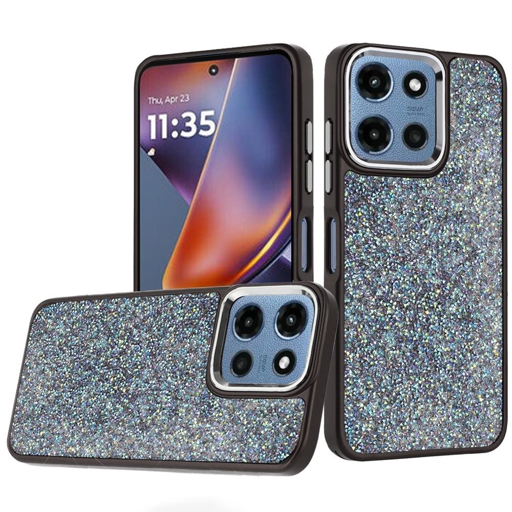 For Motorola Moto G Play 5G 2026 Crystal Sparkle Diamond Glass Full Mini Glitter Bling Frame TPU Hybrid Protective Case Cover Red