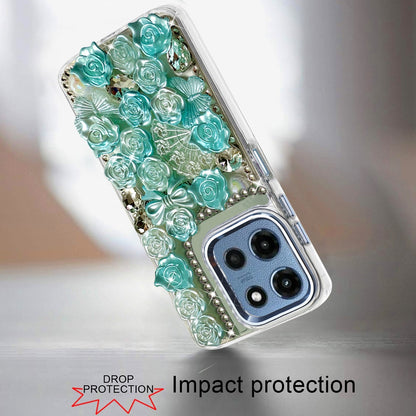 For Motorola Moto G 5G 2026/2025 Muti-Color Floral Fashion Bling Crystal 3D Full Diamonds Stones Sparkle Rhinestone Glitter Hybrid Case Cover