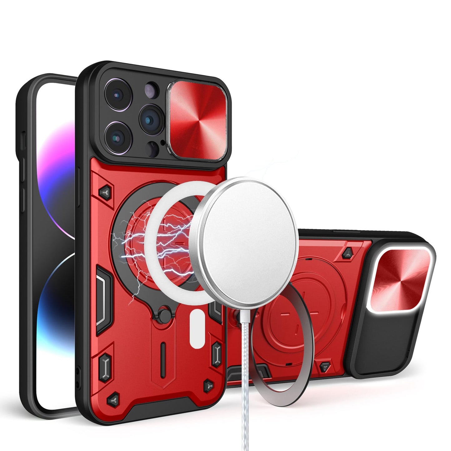 For iPhone 12 / iPhone 12 Pro (6.1") Hybrid Magnetic 360° Ring Kickstand, MagSafe Compatible, Durable Full Camera Lens Protection Case Cover