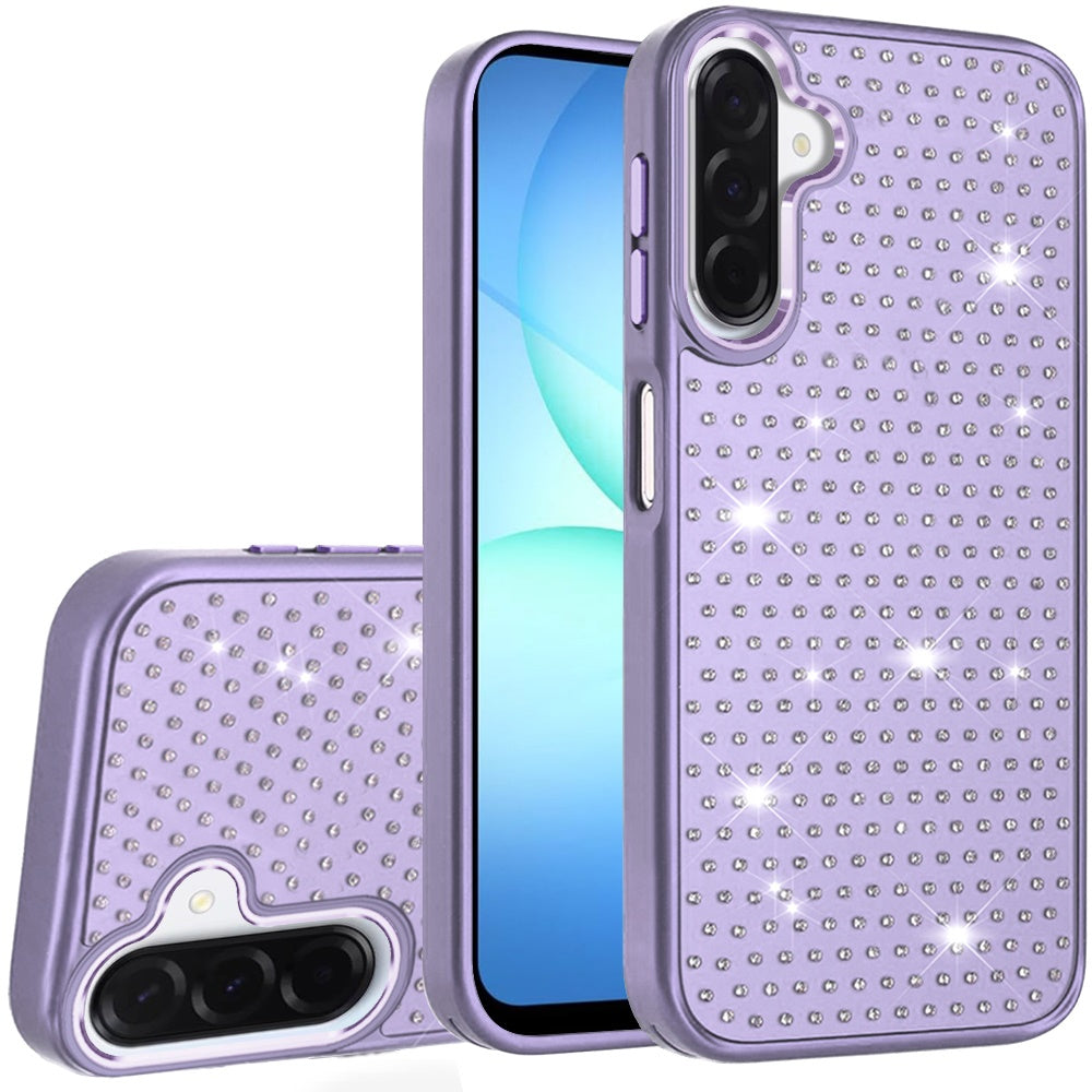 For Samsung Galaxy A17 5G Bling Diamond Metallic, Full Sparkle Chrome Edged Hybrid Protective Shockproof Case Cover