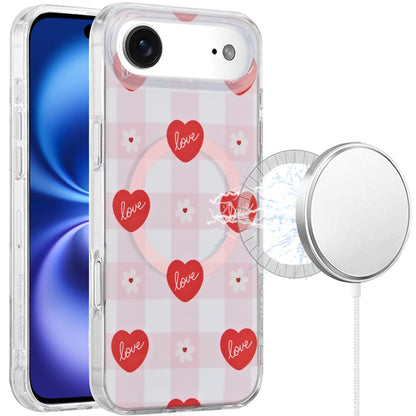 For Apple iPhone 17 Pro Max Stylish Pattern Fashion IMD Printed Design TPU Double Layer Slim Shockproof with Magnetic Back Case Cover Love Hearts