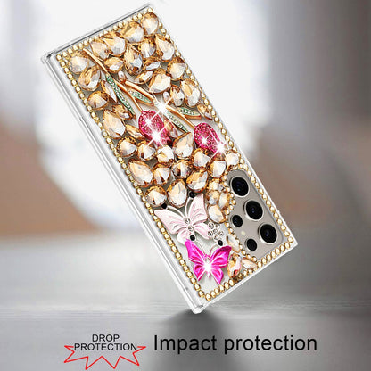 For Samsung Galaxy S25 Ultra Bling Crystal 3D Full Diamonds Luxury Sparkle Rhinestone Hybrid Protective Case Cover