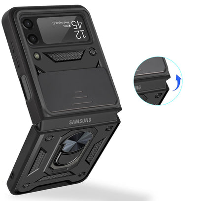 For Samsung Galaxy Z Flip 7 FE / Z Flip 6 Magnetic Ring Stand with Camera Protection Shock Resistant Hybrid Durable Grip Kickstand Function Case Cover