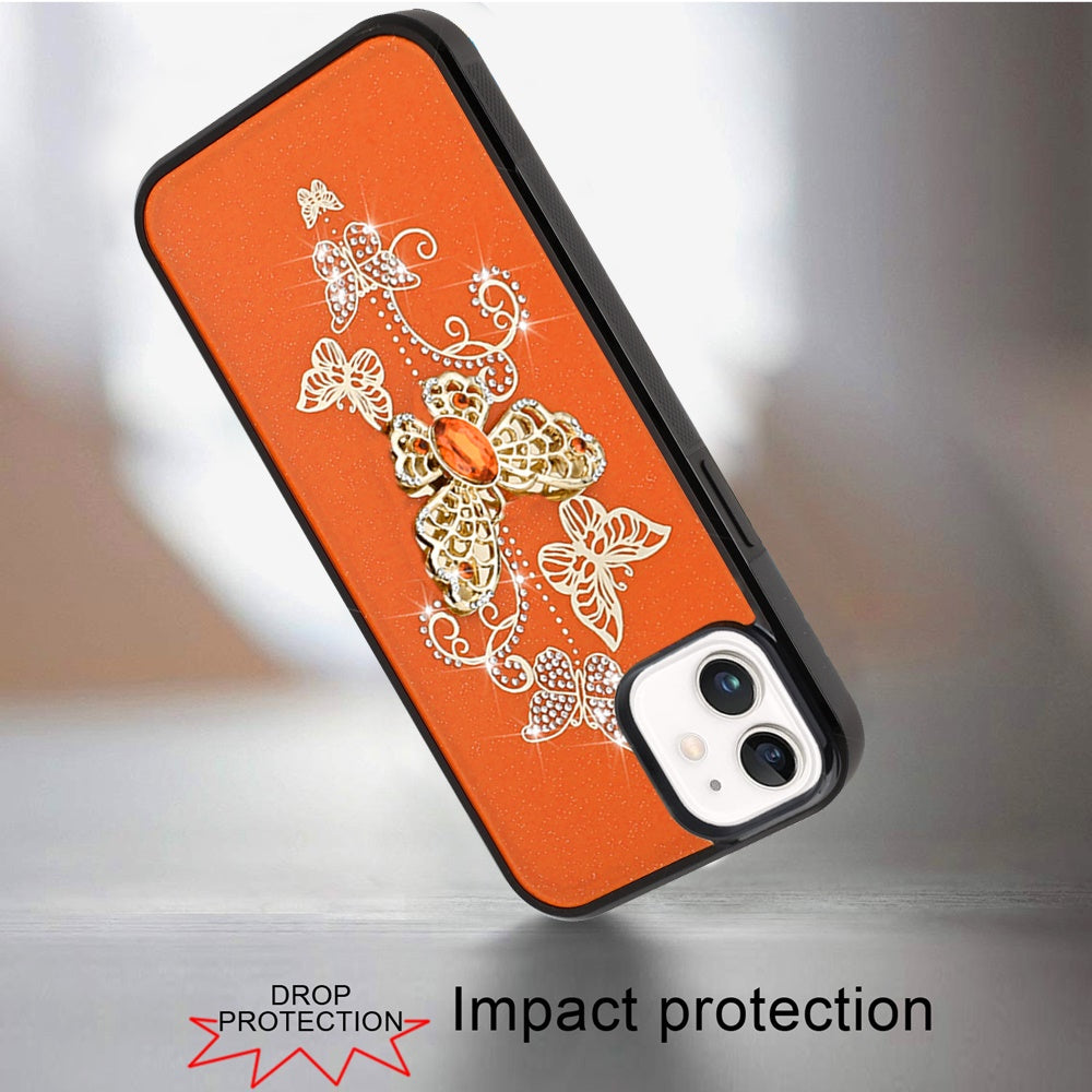 For Apple iPhone 11 Diamonds 3D Fashion Bling Sparkly Glitter Ornaments Engraving Hybrid with Ring Stand Case Cover