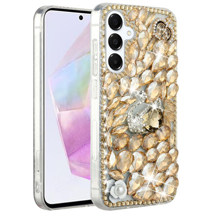 For Samsung Galaxy A36 Bling Crystal 3D Full Diamonds Luxury Sparkle Rhinestone Hybrid Protective Case Cover