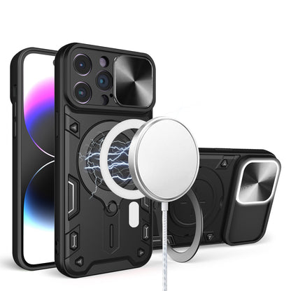 For Apple iPhone 17E /16E Hybrid Magnetic 360° Ring Kickstand, MagSafe Compatible, Durable Full Camera Lens Protection Case Cover Black