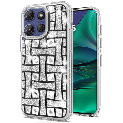 For Motorola Moto G Stylus 5G 2025 Sparkly 3D Design Diamond Shockproof Protective Bling Glitter Rhinestone Hybrid Skin PC & TPU Case Cover