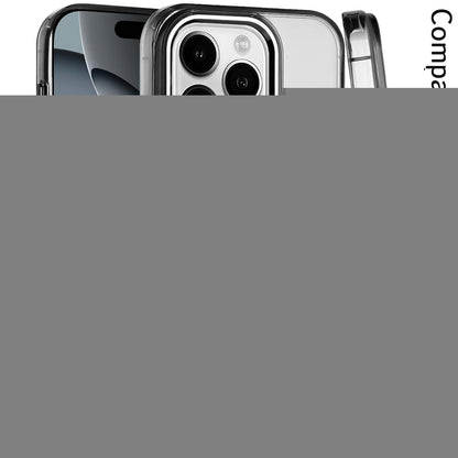 For Apple iPhone 16 Pro Transparent Back Hybrid Case - Magnetic Circle, Color Frame, Metal Buttons, MagSafe Compatible Case Cover