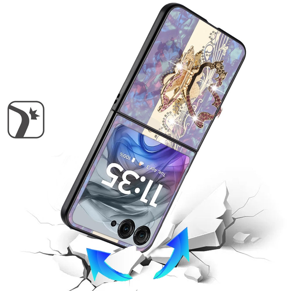 For Motorola Razr 2025 /2024 Diamonds 3D Butterfly Bling Sparkly Glitter Ornaments Engraving Hybrid with Stand Fashion Case Cover Enchanted Butterfly Purple