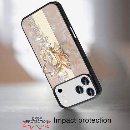 For Apple iPhone 17 Pro Max (6.9") Diamonds 3D Fashion Bling Sparkly Glitter Ornaments Engraving Hybrid with Ring Stand Case Cover