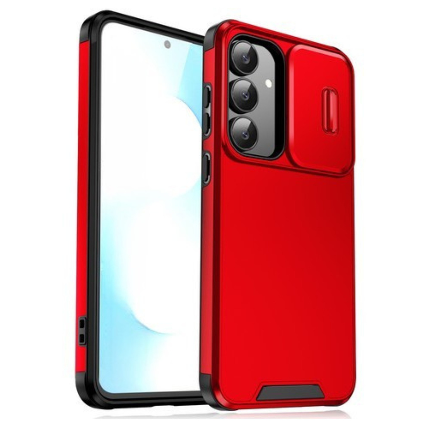 For Samsung Galaxy S25 Fan Edition /Galaxy S25 FE Hybrid Dual Layer Phone Case with Slide Camera Protector, Slim TPU Hard Protection Shockproof Case Cover