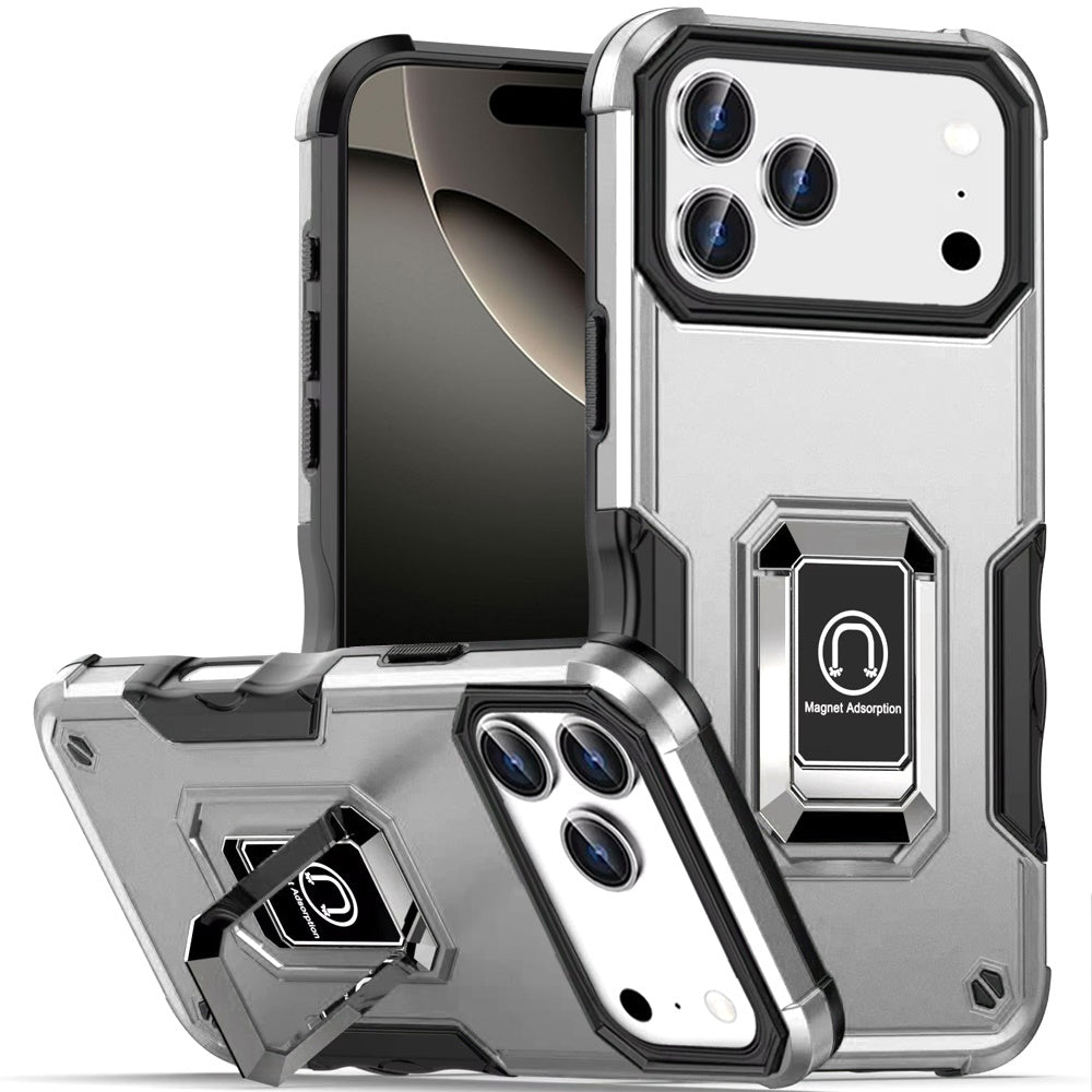 For Apple iPhone 17 Pro Max (6.9") Hybrid Stand Magnetic Ring Holder Kickstand Heavy Duty Rugged Drop Silicone & Hard PC Shockproof Case Cover