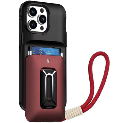 For Apple iPhone 13 Pro Max Wallet Case with 2- Credit Card Holder, Wrist Strap & Kickstand Hybrid Shockproof TPU Case Cover