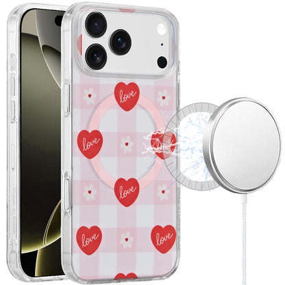 For Apple iPhone 17 AIR Stylish Pattern Fashion IMD Printed Design TPU Double Layer Slim Shockproof with Magnetic Back Case Cover Love Hearts