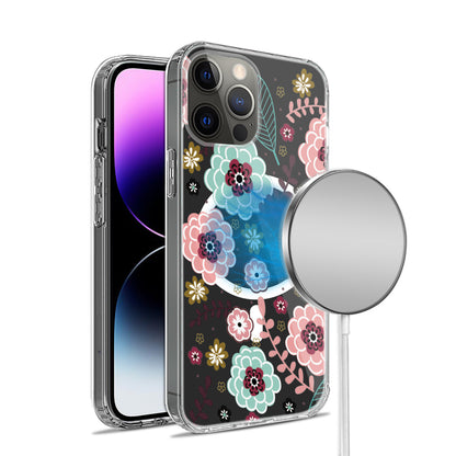 For Apple iPhone 17E /16E Hybrid Flower Design Stylish Fashion Case, MagSafe Compatible, Thick Shockproof Hard PC Case Cover