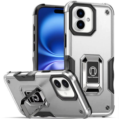 For Apple iPhone 17 (6.3") Hybrid Stand Magnetic Ring Holder Kickstand Heavy Duty Rugged Drop Silicone & Hard PC Shockproof Case Cover
