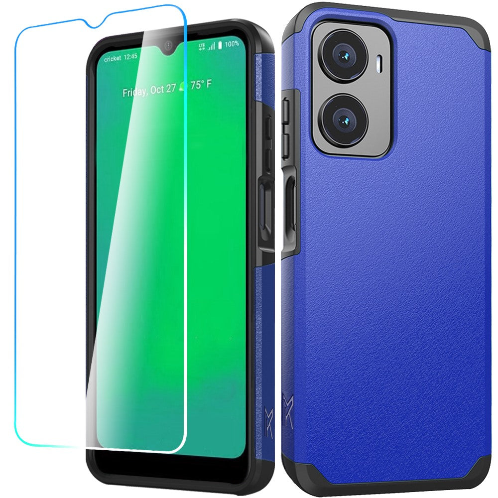 For Cricket Magic 2 5G (2024, 2nd Version) Tough Shock Absorption Hybrid Dual Layer Hard PC Rubberized TPU Rubber + Screen Protector Case Cover