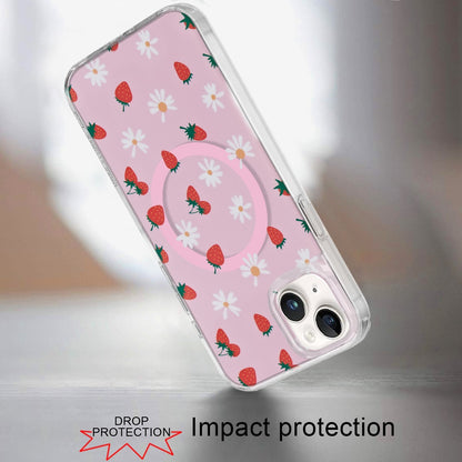 For iPhone 15 (6.1") Stylish Pattern Fashion IMD Printed Design TPU Double Layer Slim Shockproof with Magnetic Back Case Cover
