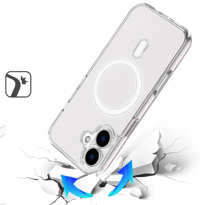 For Apple iPhone 17 MagSafe Compatible Transparent Hybrid Case with Magnetic Circle, Shock Absorption TPU Rubber Case Cover Clear