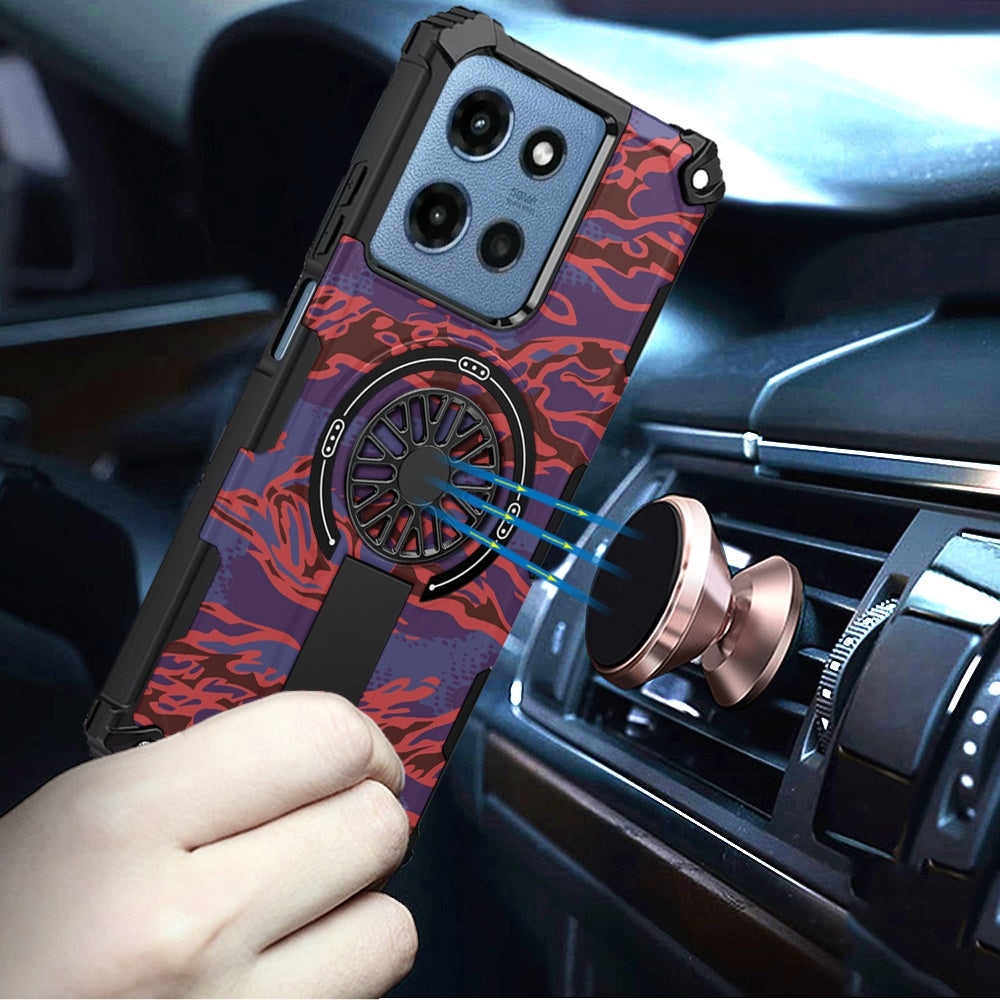 For Motorola Moto G Play 5G 2026 Texture Design Stylish Invisible Kickstand Case, MagSafe Compatible Hybrid Shockproof Cover, Car Mount Friendly Case Cover
