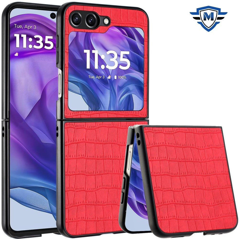 For Motorola Razr 2025 Premium PU Vegan Leather Hard Snap-On Slim Protective Shell Cover, Elegant Finish Case Cover