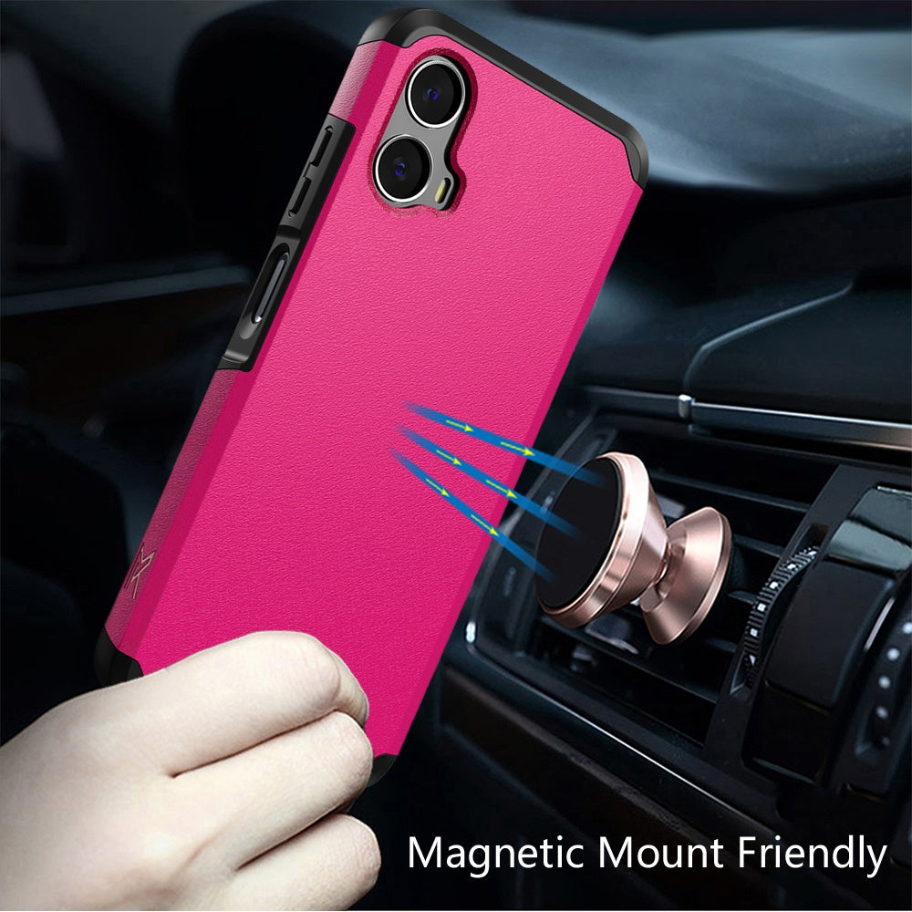 For Motorola Moto G Power 5G 2024 Fashion Graphic Design Hybrid 2in1 Tough Strong Hard PC TPU Frame, Magnet Mount Friendly, Shockproof Protection Case Cover Hotpink