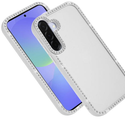 For Samsung Galaxy A36 Diamond Full Rhinestone Clear Hybrid Protective, Sparkly Bling Transparent Shockproof Bumper All Around Case Cover Clear